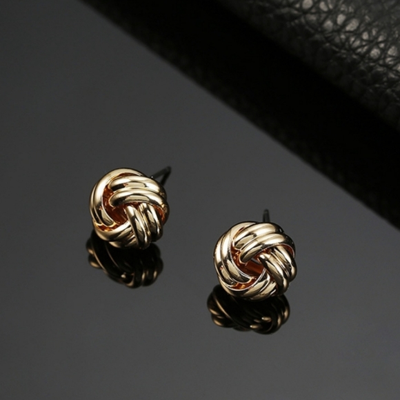 Goldtone Twisted Stud Earrings - Picture 4 of 4